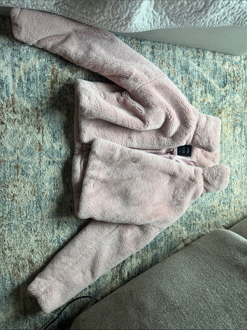 Cotton On Blush Pink Faux Fur Teddy Jacket